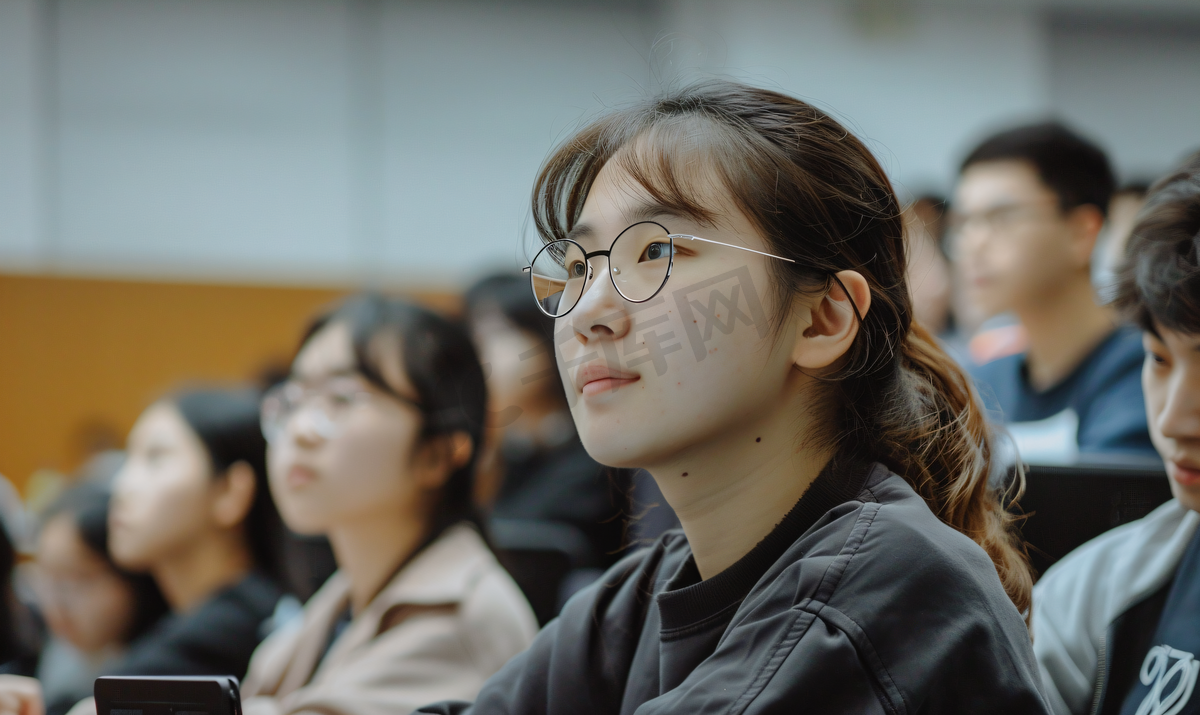 亚洲人坐在教室里学习的大学生4图片