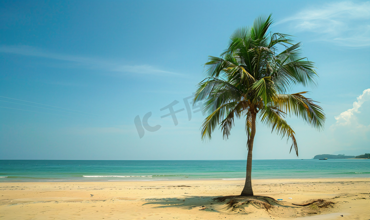 旅游景点海南海边椰子树高清海滩图片