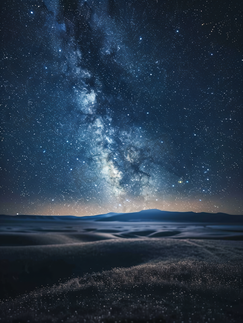 星空半夜银河草原移动摄影图图片