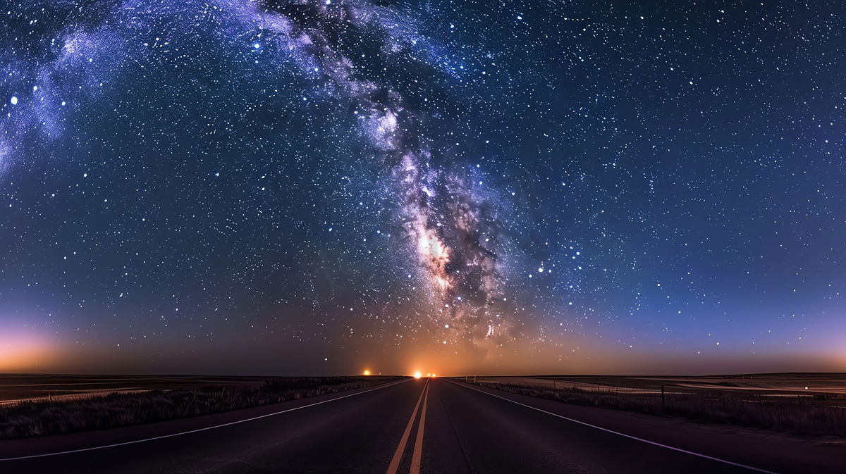 公路延伸银河星空摄影照片图片