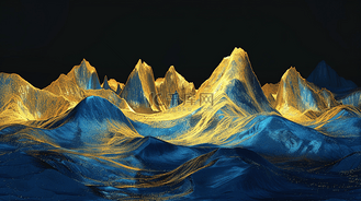 金蓝色艺术风格山脉景色的背景