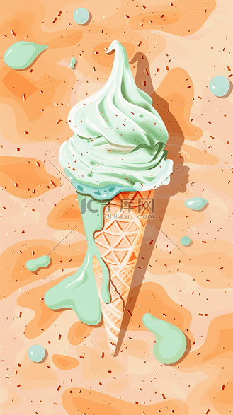 清凉夏日卡通可爱冷饮冰淇淋背景
