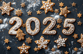 圣诞节新年糖霜数字2025背景