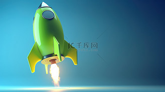 创新企业高清背景图片_简约3D火箭升空背景
