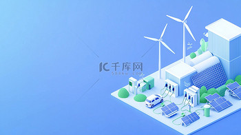 太阳能简约发电汽车充电桩背景