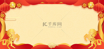 马年边框春节层叠红色中国风背景