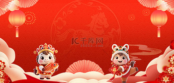 马上转运马红色渐变马年新年春节背景