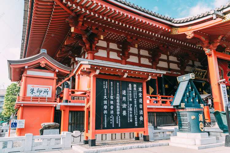 日本东京浅草寺古典建筑寺庙摄影