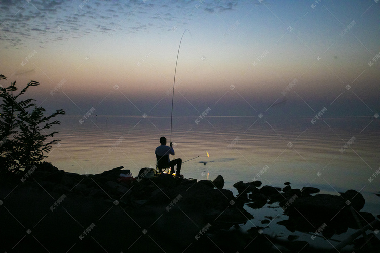 太湖钓鱼风景摄影图