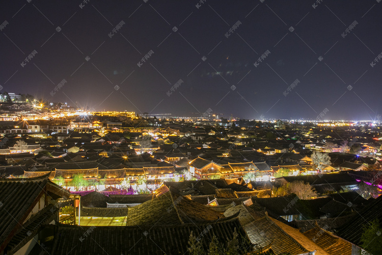 古城夜景夜景摄影图