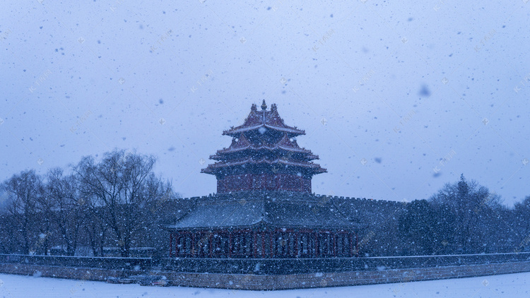北京故宫角楼雪景摄影图
