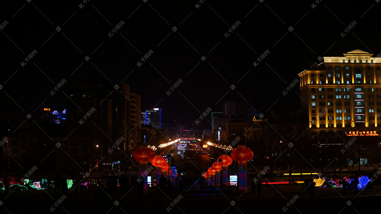 城市夜景系列之新春灯笼摄影图