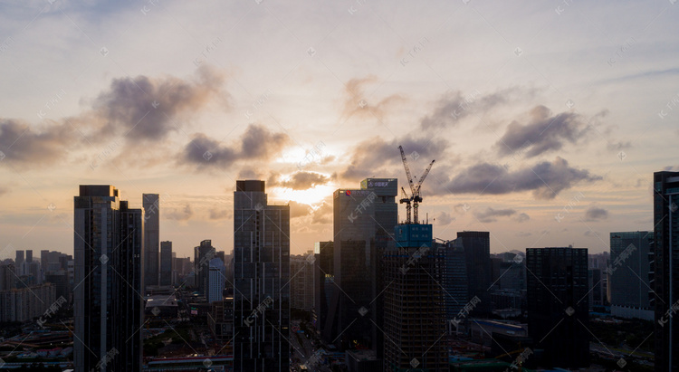 深圳后海夕阳西下摄影图