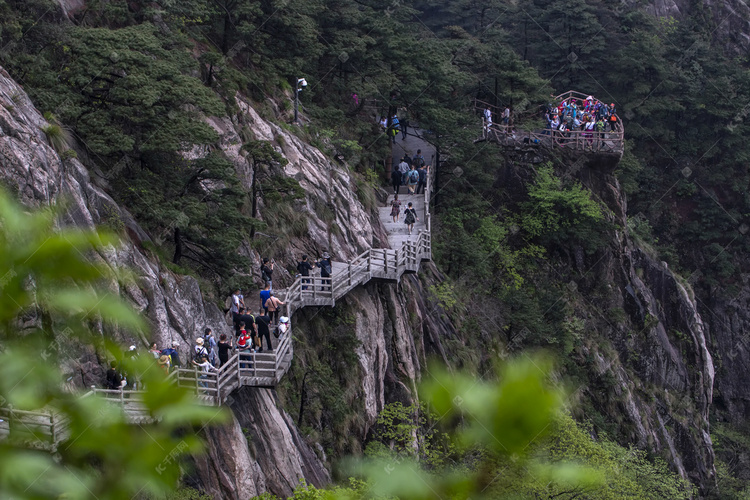 黄山栈道摄影图