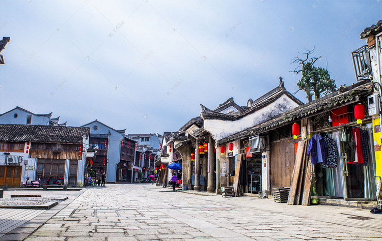 江南古镇商业街摄影图