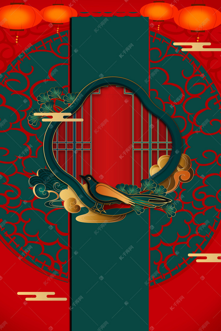 2021牛年开门红中国风海报背景
