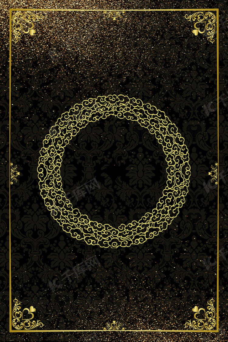 黑色金色简约中国风剪纸圆圈背景