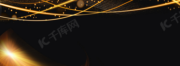 科技流动线条灯光黑色banner