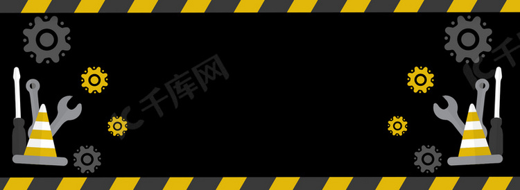 黑色扁平化机械齿轮banner背景