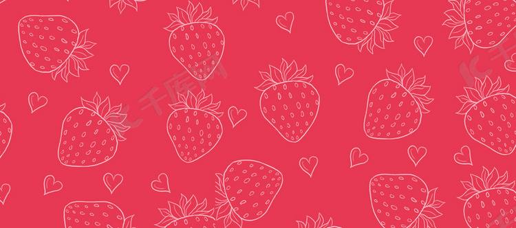 线条草莓清新粉色简单背景