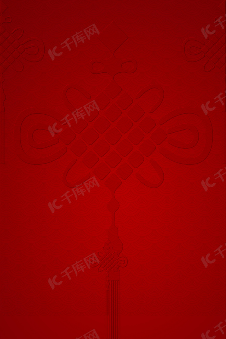 暗红色中国结底纹中国风海报