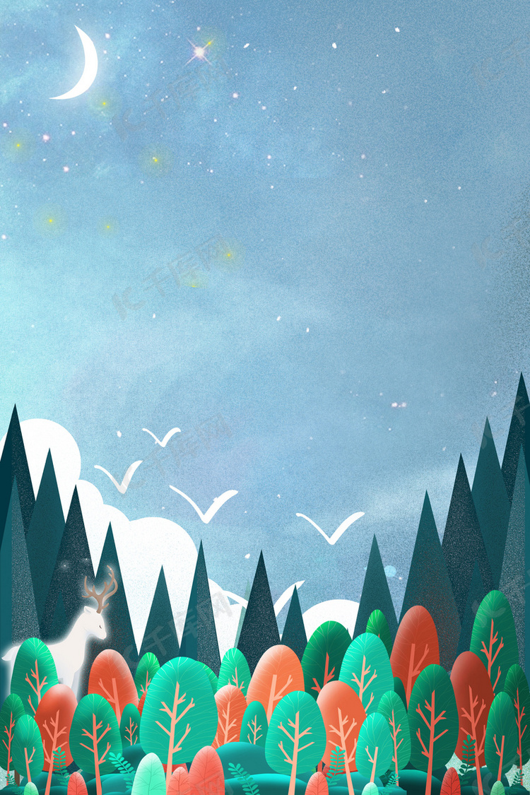 创意简约卡通手绘世界森林日和背