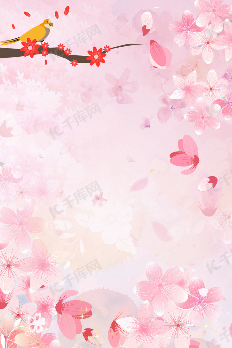 粉色樱花季唯美背景合成