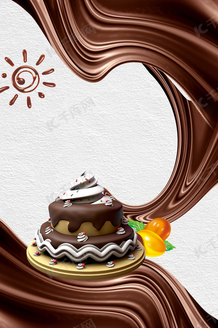 巧克力蛋糕展架背景素材