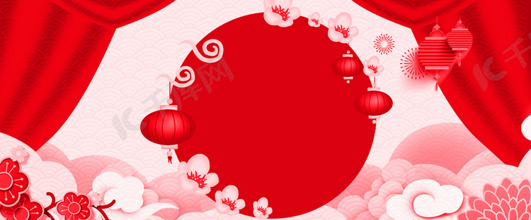 春节中国剪纸风新年喜庆大气背景