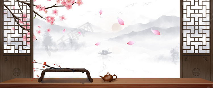 中式古典水墨画背景