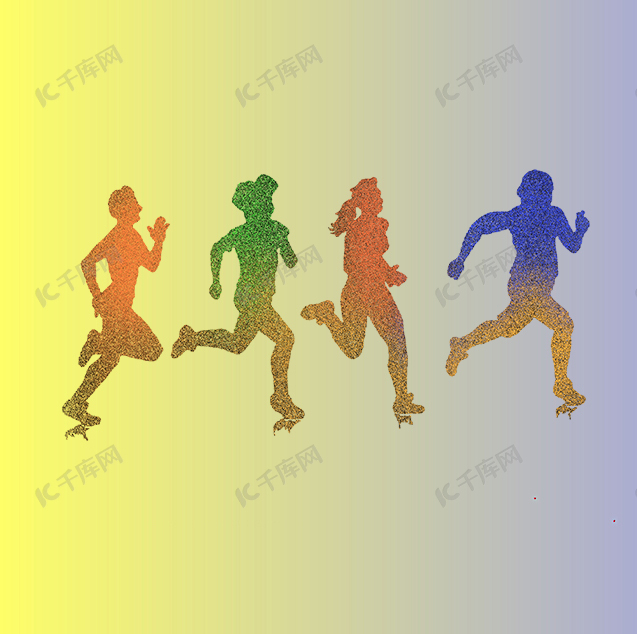 彩色喷绘奔跑人物运动广告海报背