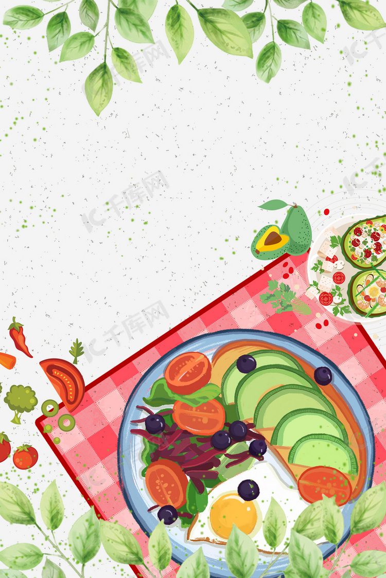 水果沙拉餐饮海报背景模板