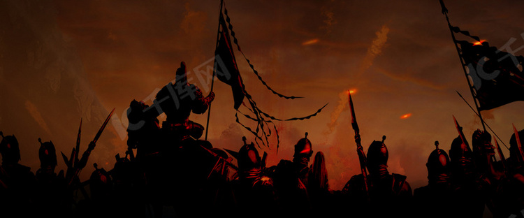 简约古代战争游戏大气背景海报