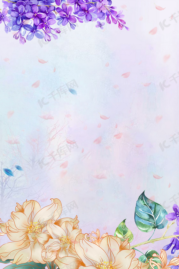 妇女节手绘花朵psd分层banner