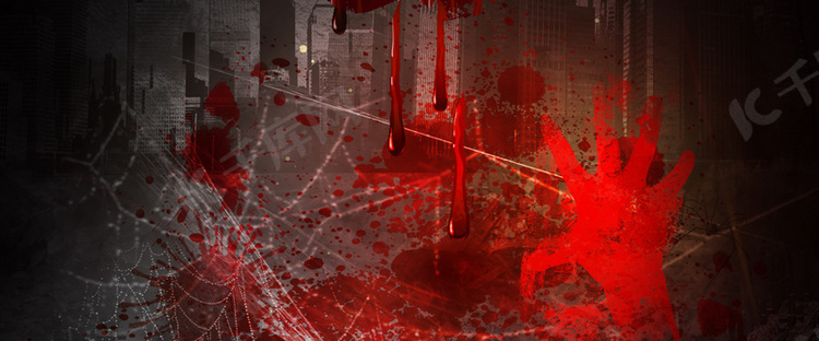 恐怖血手印密室逃脱背景海报