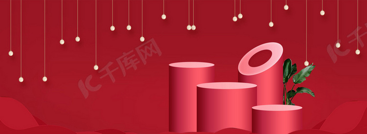 手机数码电器红色立体banner