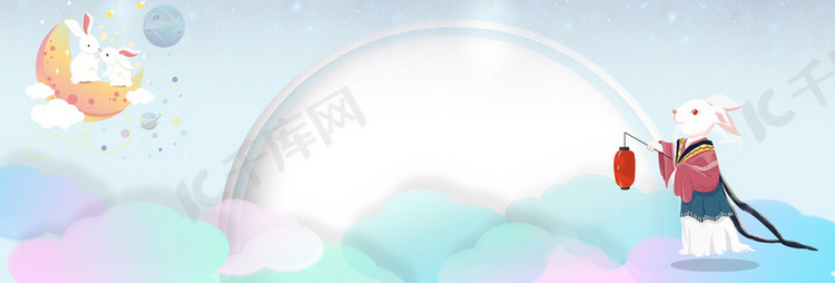 创意卡通风清新中秋节banner