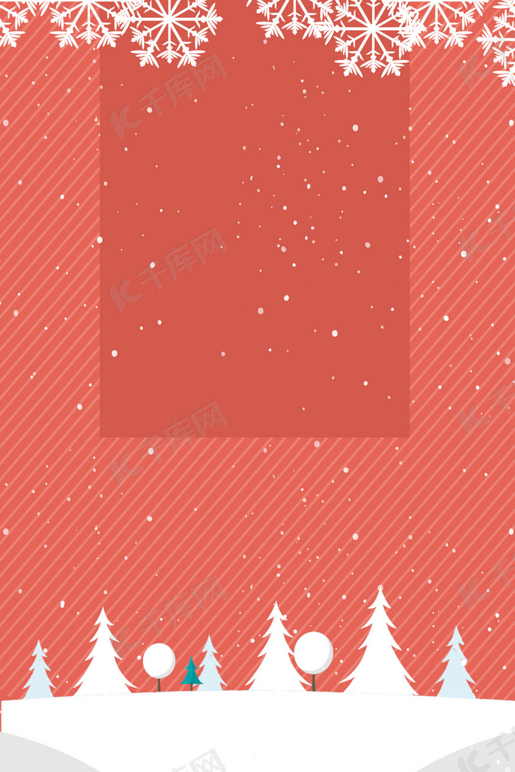 红色冬天新品上市宣传雪树木