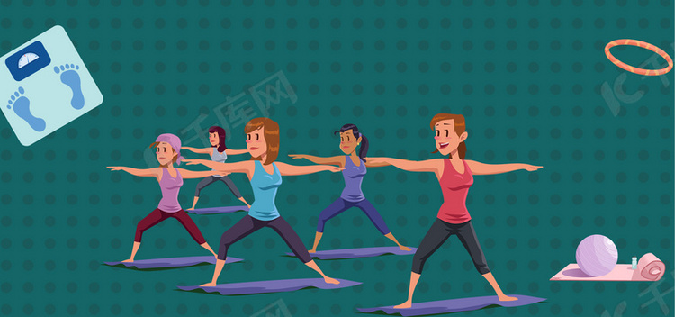 创意卡通减肥瘦身瑜伽海报背景模