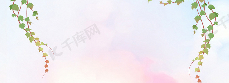 树枝水彩水墨画叶子绿色banner