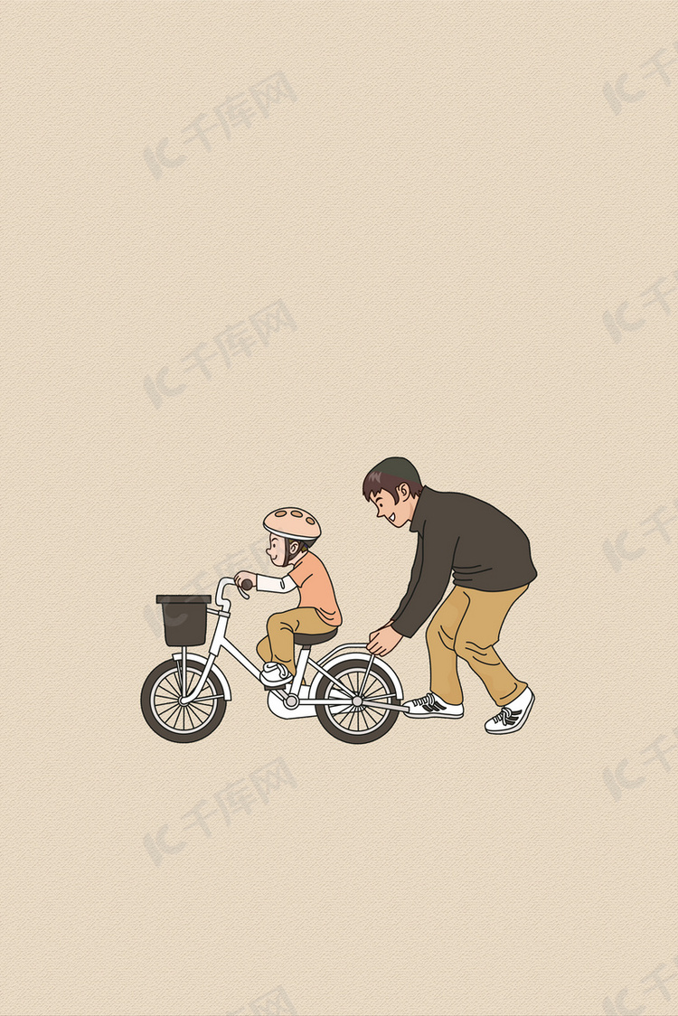 手绘父女父亲节海报背景图片免费下载-千库网