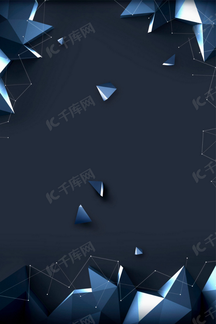 蓝色背景几何图案科技平面广告