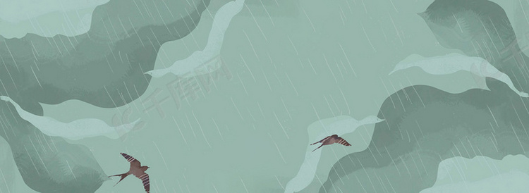 手绘海燕雨中飞翔背景图