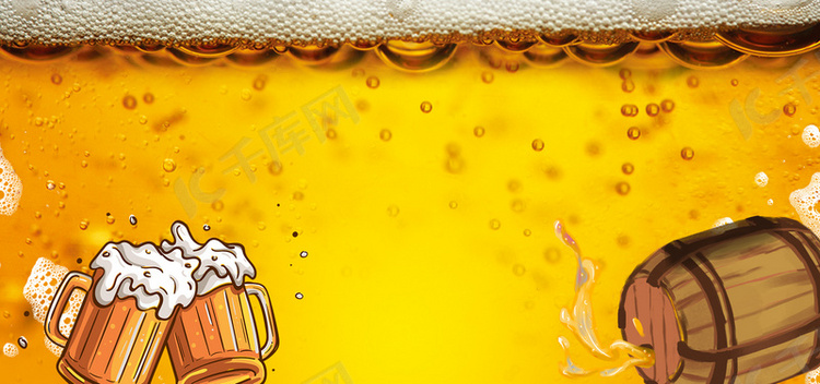 夏季啤酒节狂欢黄色banner