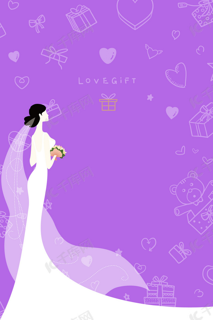 手绘花卉紫色婚礼水牌迎宾牌背景