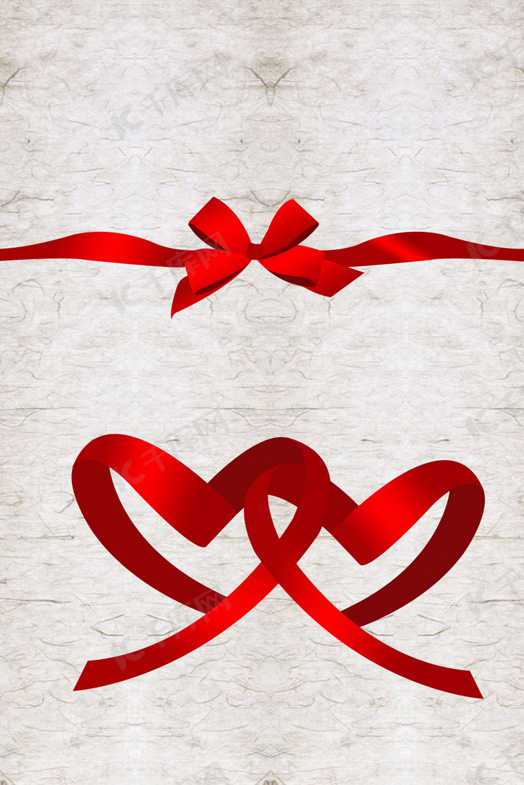 红色桃心丝带h5背景