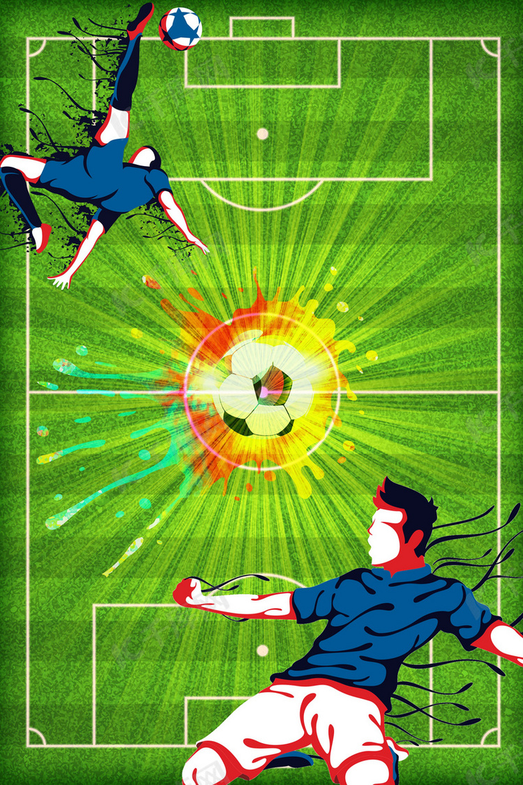 手绘简约激战世界杯足球海报背景