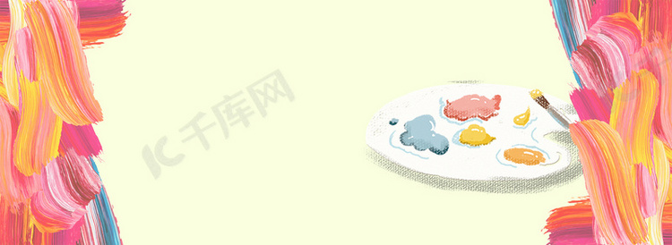 简约油画背景促销banner