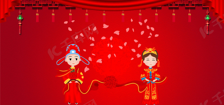 婚庆签到处红色中国风婚庆展板