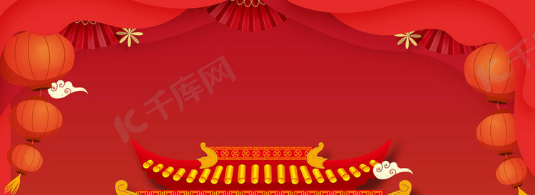 新春年货节红色中国风海报背景